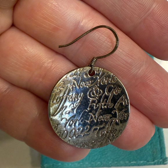 Authentic Tiffany & Co notes large wavy circle dangle hook earrings. - Picture 2 of 3